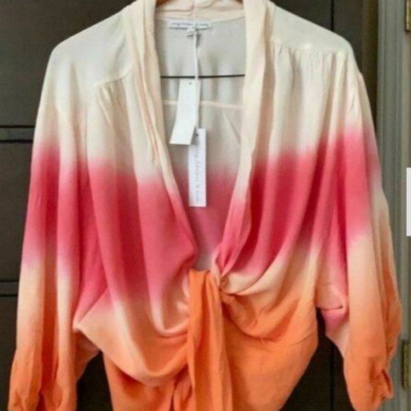 Young Fabulous & Broke Tops - YFB Carmen Tie Dye Orange Ombre Blouse Size Small